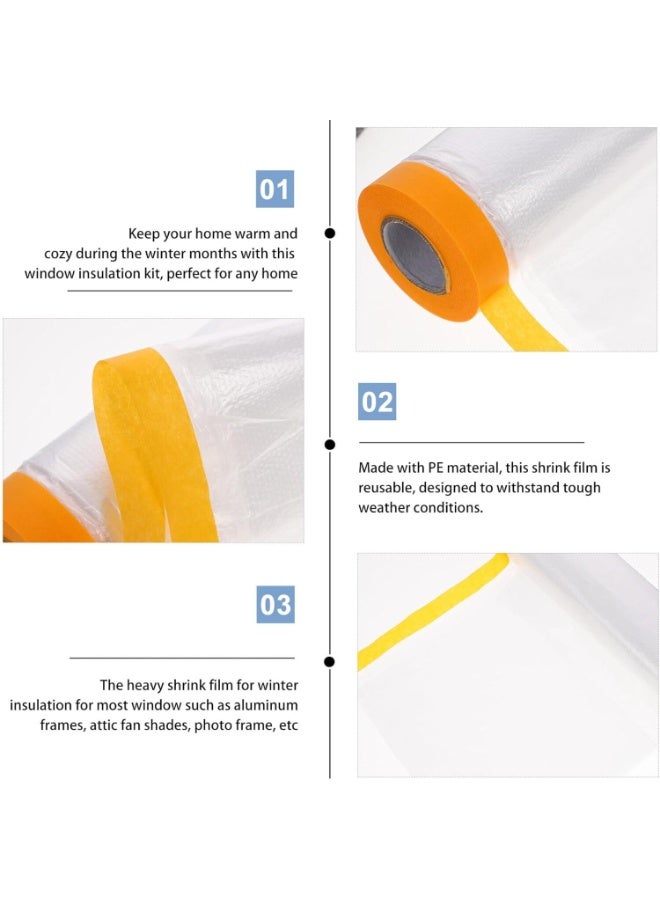 FAYET Pre-Taped Masking Film Plastic Sheeting (2m x 20m Roll), Tear-Resistant Static-Cling Paint Protection Cover for Automotive, Furniture, Cabinets, Floors, Carpet and Dust Protection - Image 2